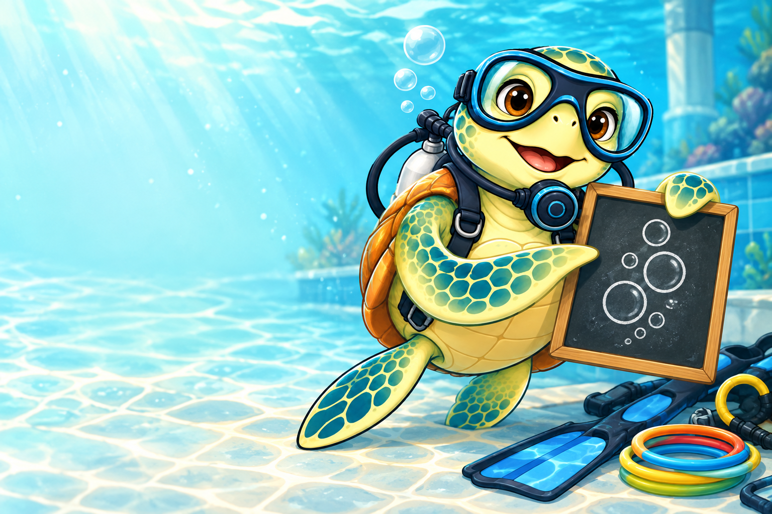 YouDive mascot introducing getting started