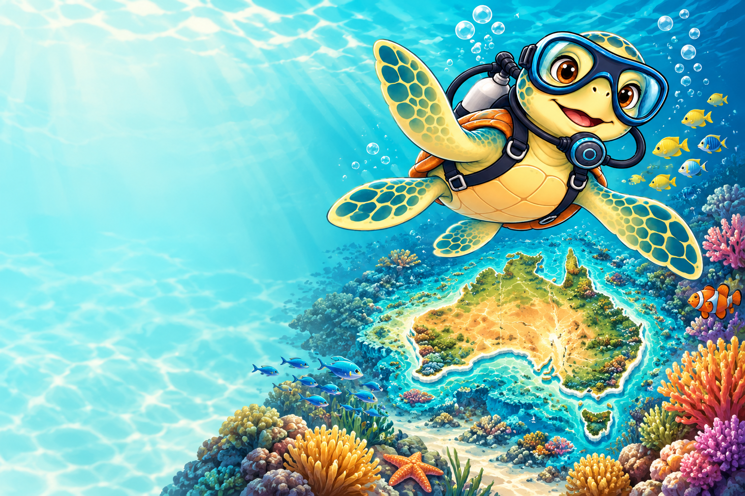 YouDive mascot introducing ocean care and next steps