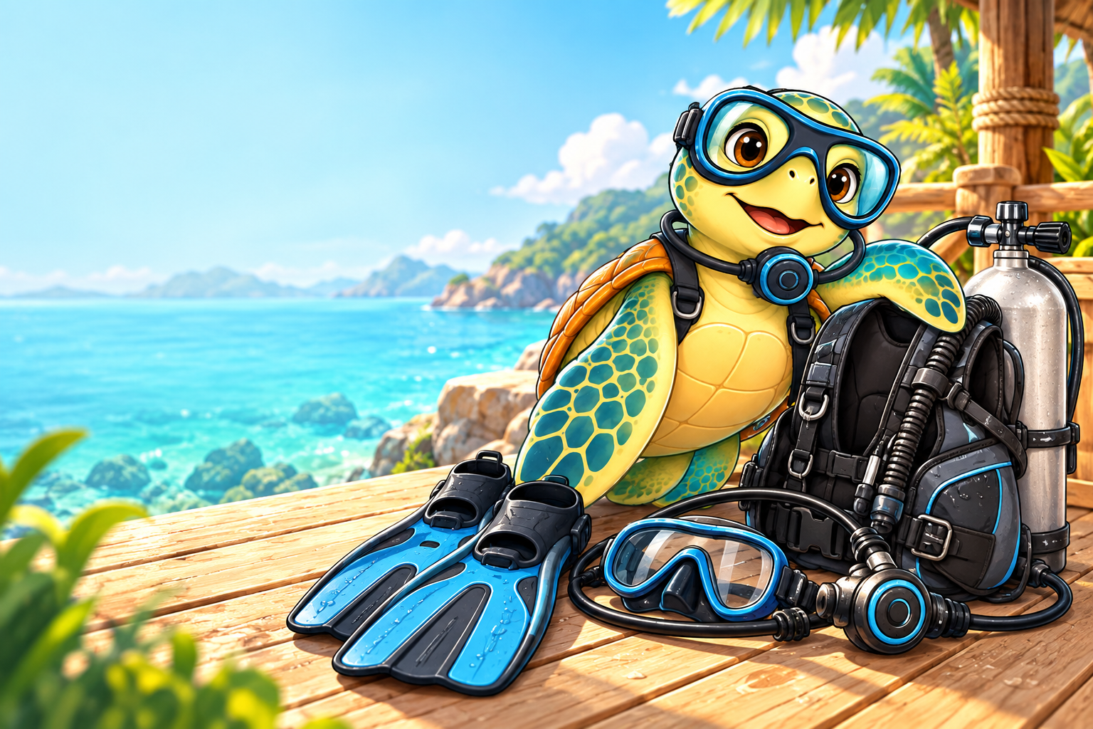 YouDive mascot introducing know your equipment