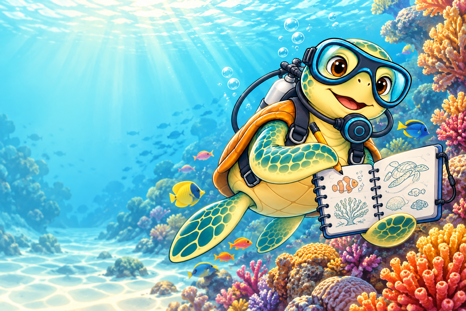 YouDive mascot introducing underwater science