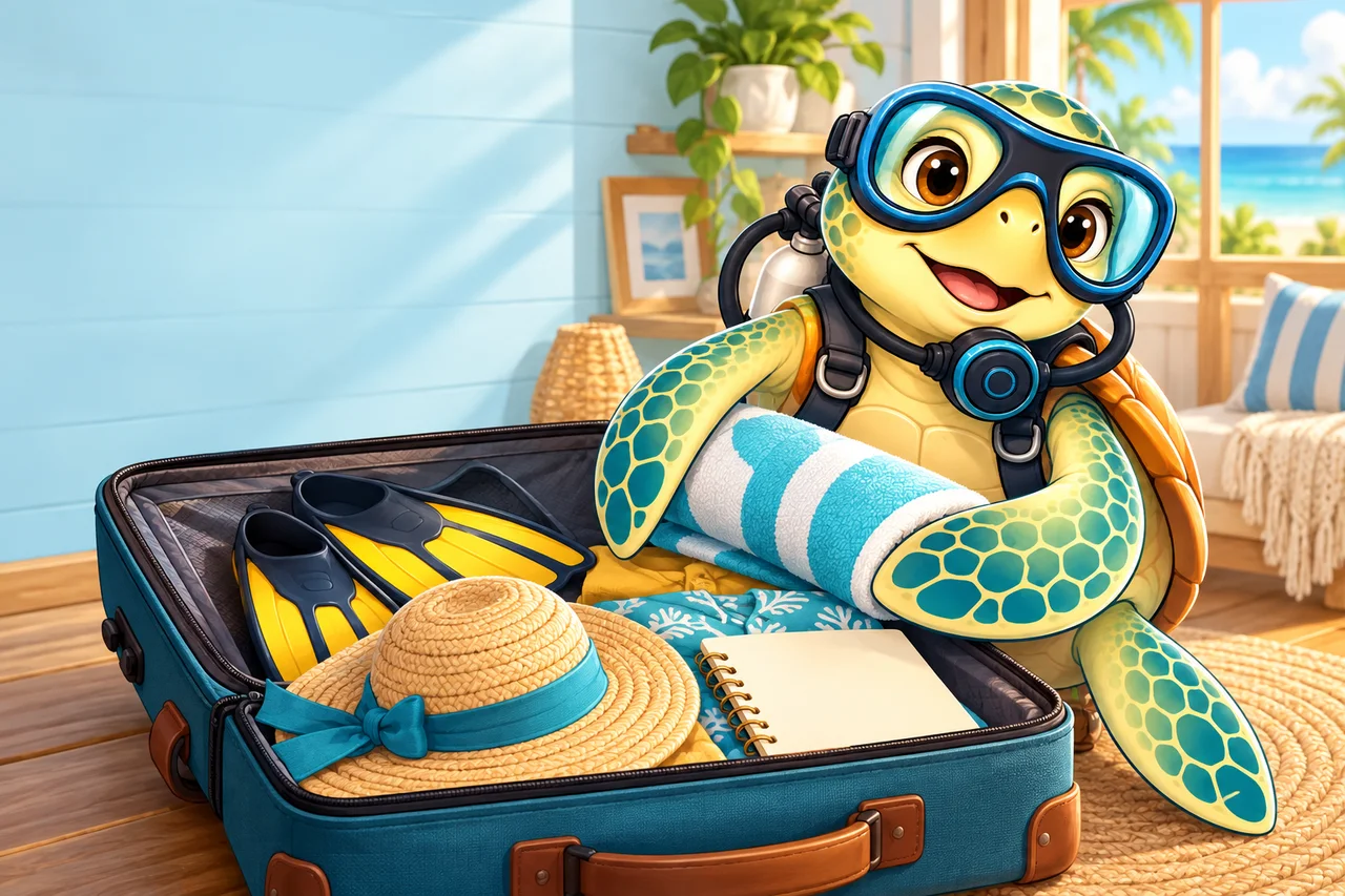 YouDive mascot illustration for Australian Dive Trip Packing List