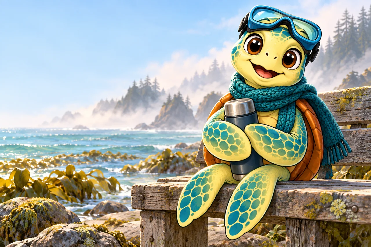 YouDive mascot illustration for Cold-Water Diving in Australia