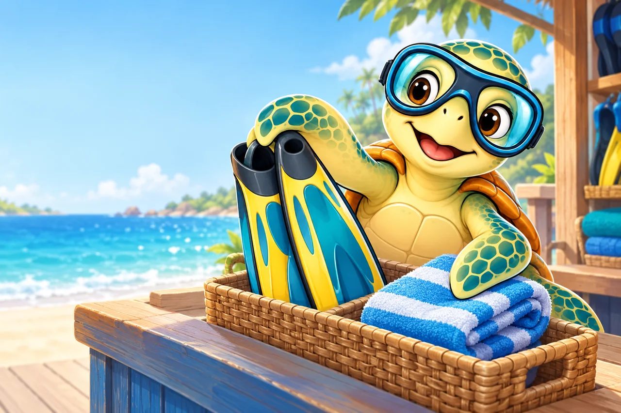 YouDive mascot illustration for Equipment Hire