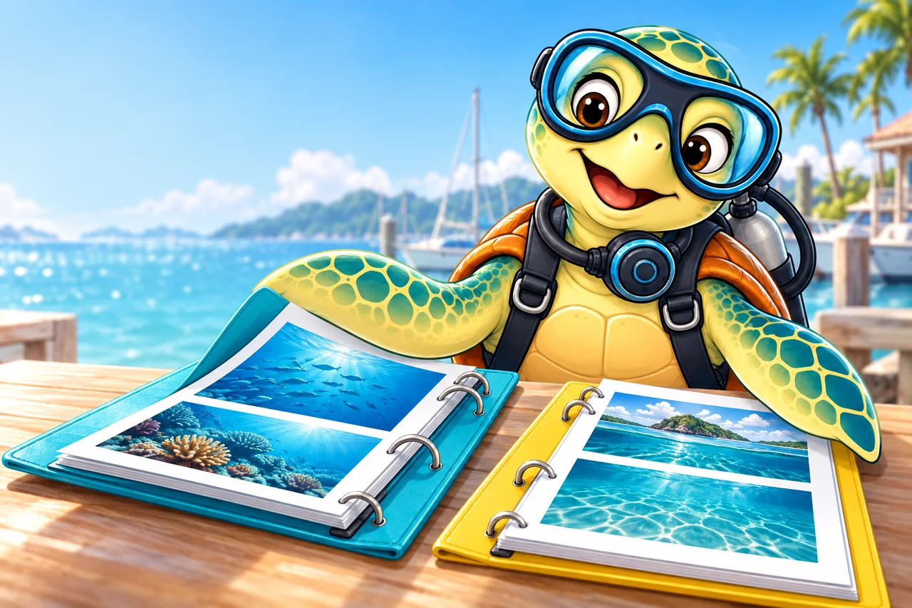 YouDive mascot illustration for PADI Divemaster vs SSI Divemaster