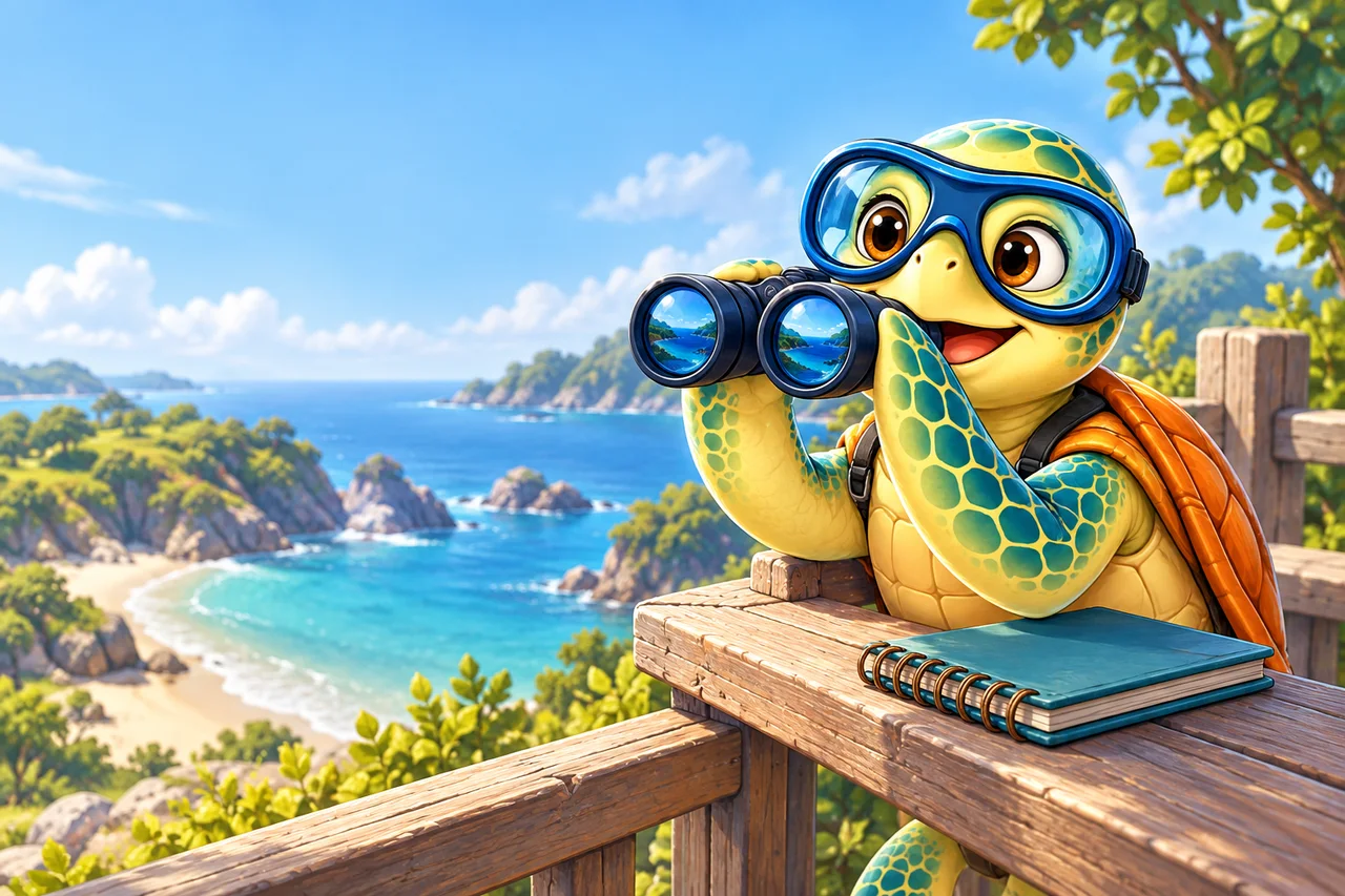 YouDive mascot illustration for Shore Dive Entries and Exits