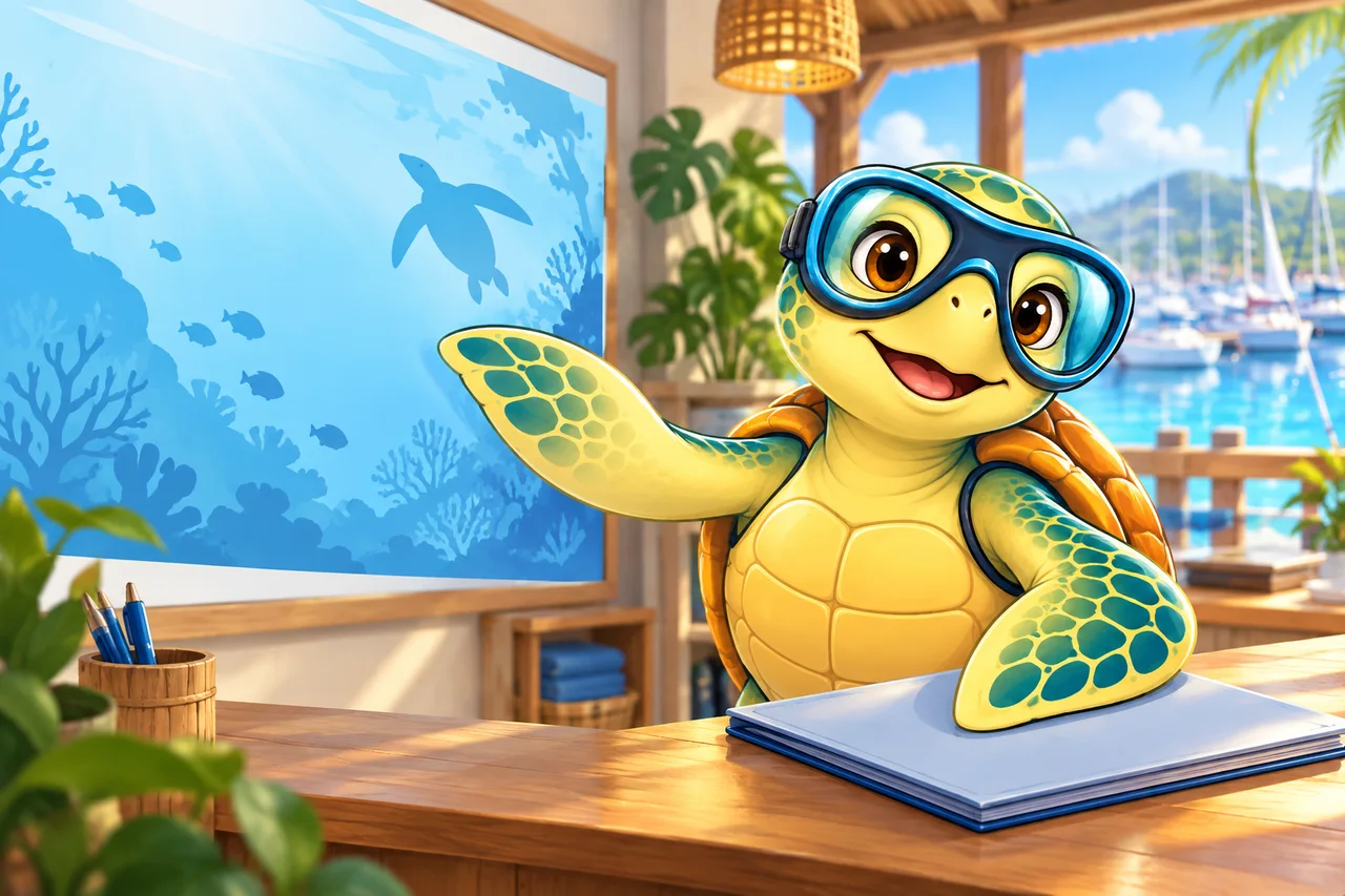YouDive mascot illustration for Technical Dive Centres in Australia