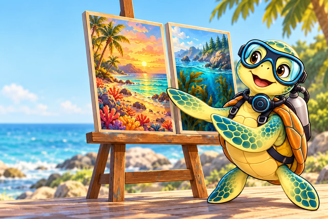 YouDive mascot illustration for Learning to Dive: Tropical vs Temperate
