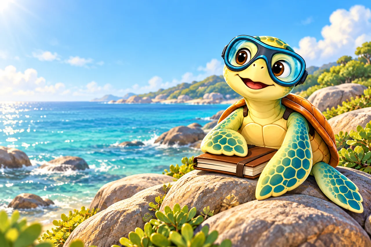 YouDive mascot illustration; not a photograph of the site