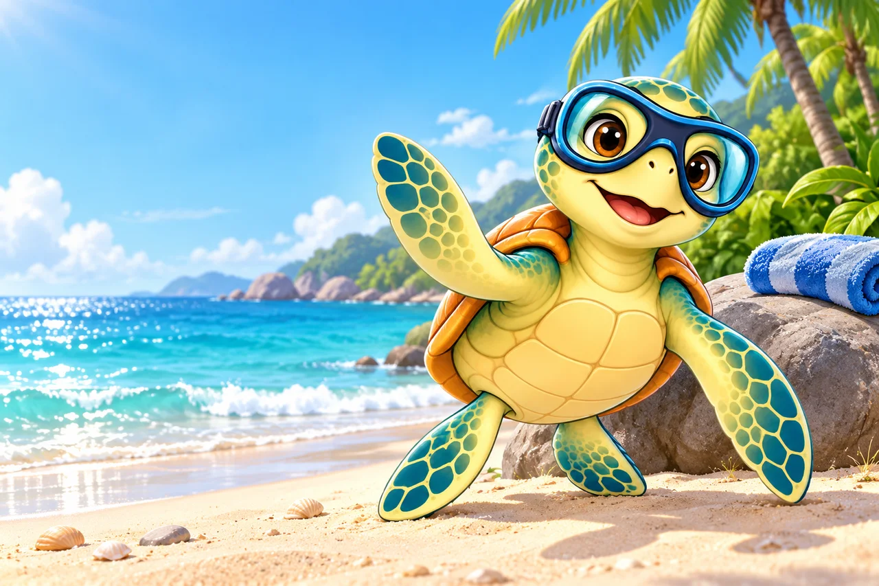 YouDive mascot illustration; not a photograph of the site