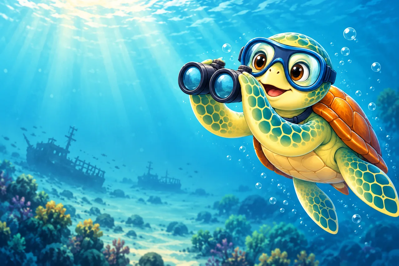 YouDive mascot illustration; not a photograph of the site