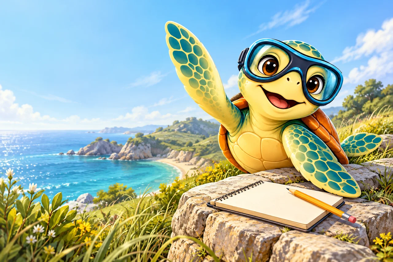 YouDive mascot illustration; not a photograph of the site