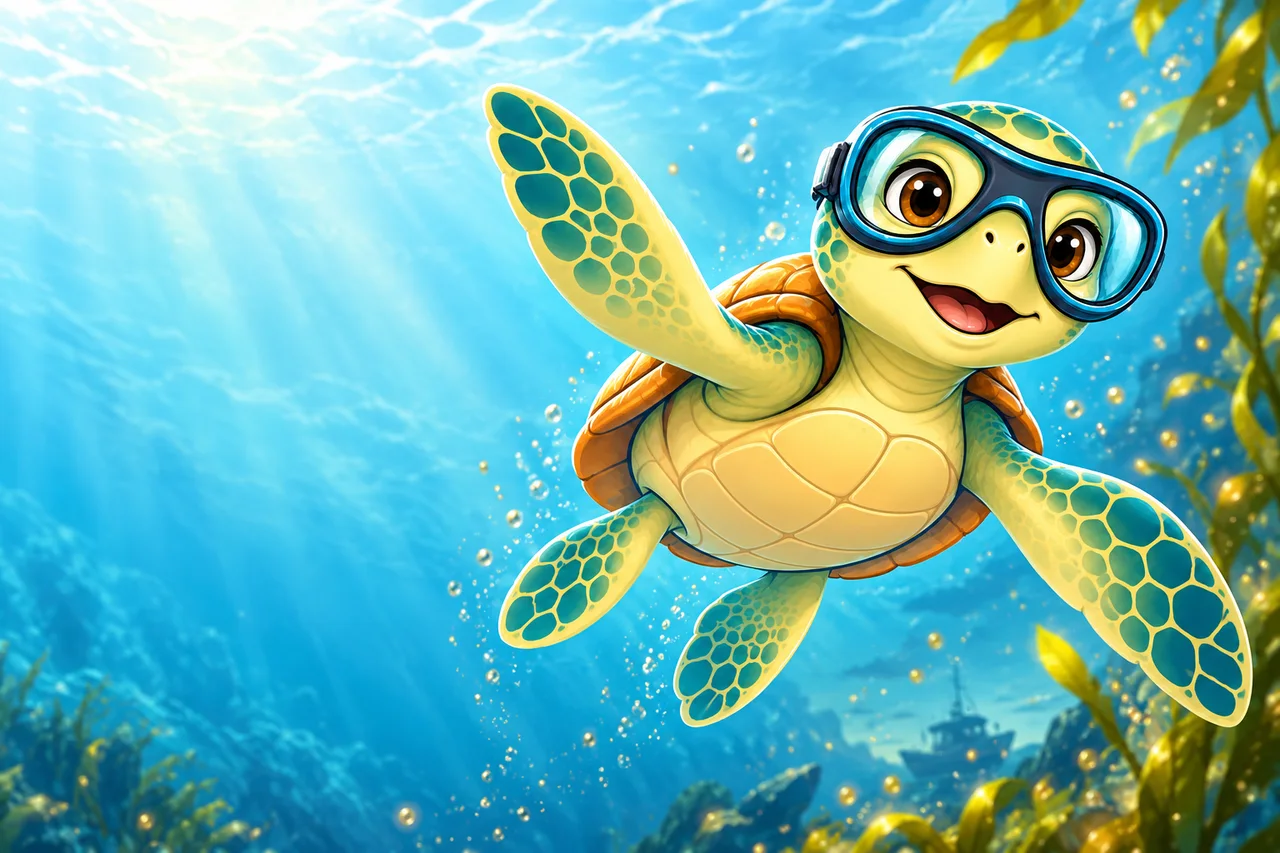 YouDive mascot illustration; not a photograph of the site