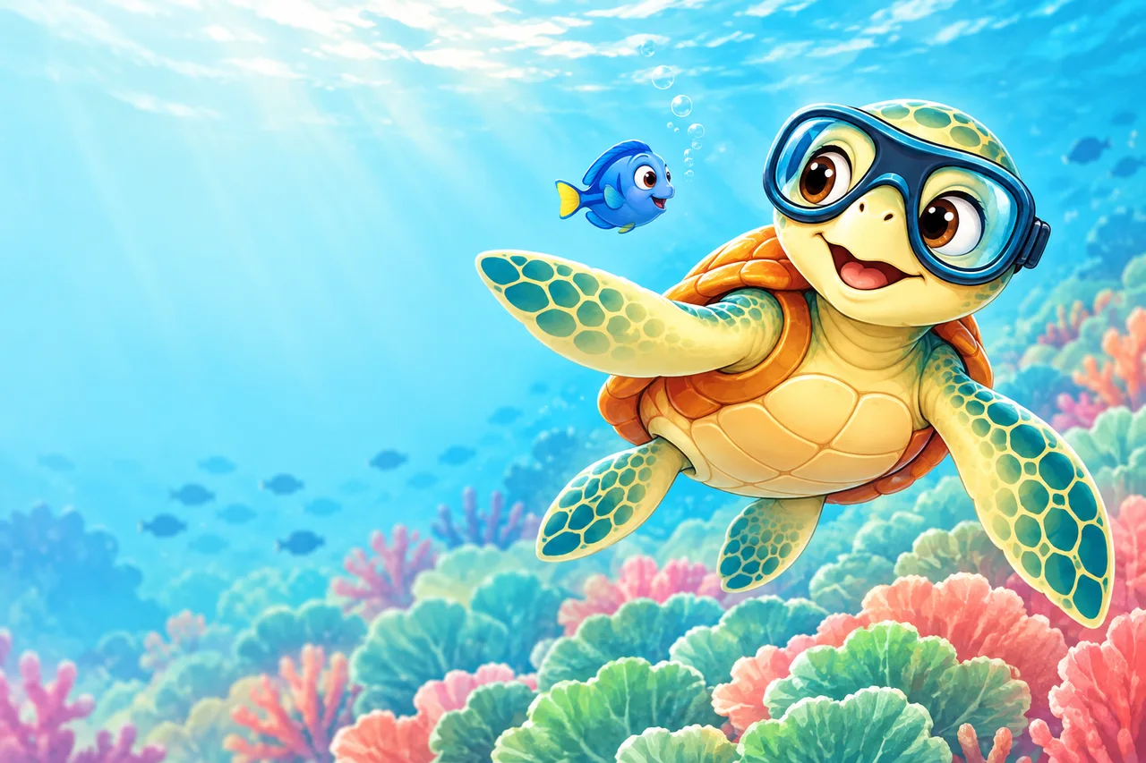 YouDive mascot illustration; not a photograph of the site