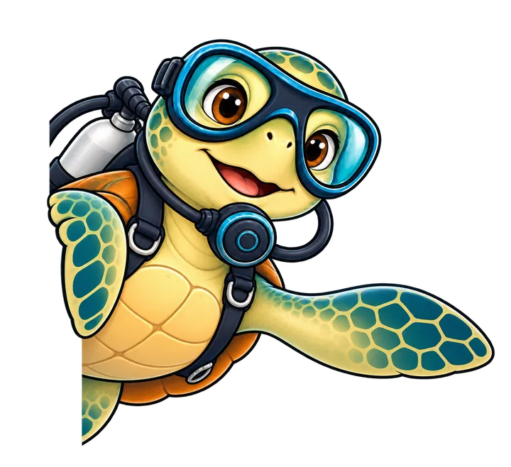 YouDive sea turtle mascot illustration